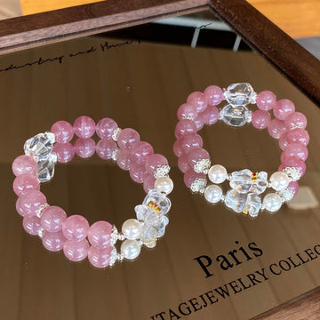 Rose Bear: Rose Quartz Teddy Bracelet