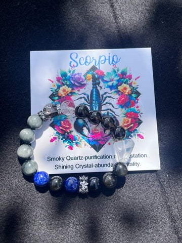 Zodiac Crystal Bracelet - Scorpio | Strength • Relationships • Creativity