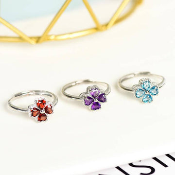Crystal Four-leaf Clover Rings