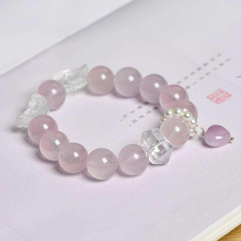 Wings of Purity：Jelly Pink & White Crystal Bracelet