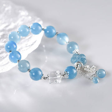 Ocean Bloom：Aquamarine Charm Crystal Bracelet