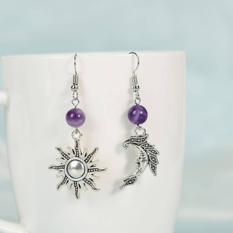 Crystal Sun and Moon Earrings