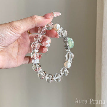 Ethereal Dew：Clear Quartz & Prehnite Bracelet