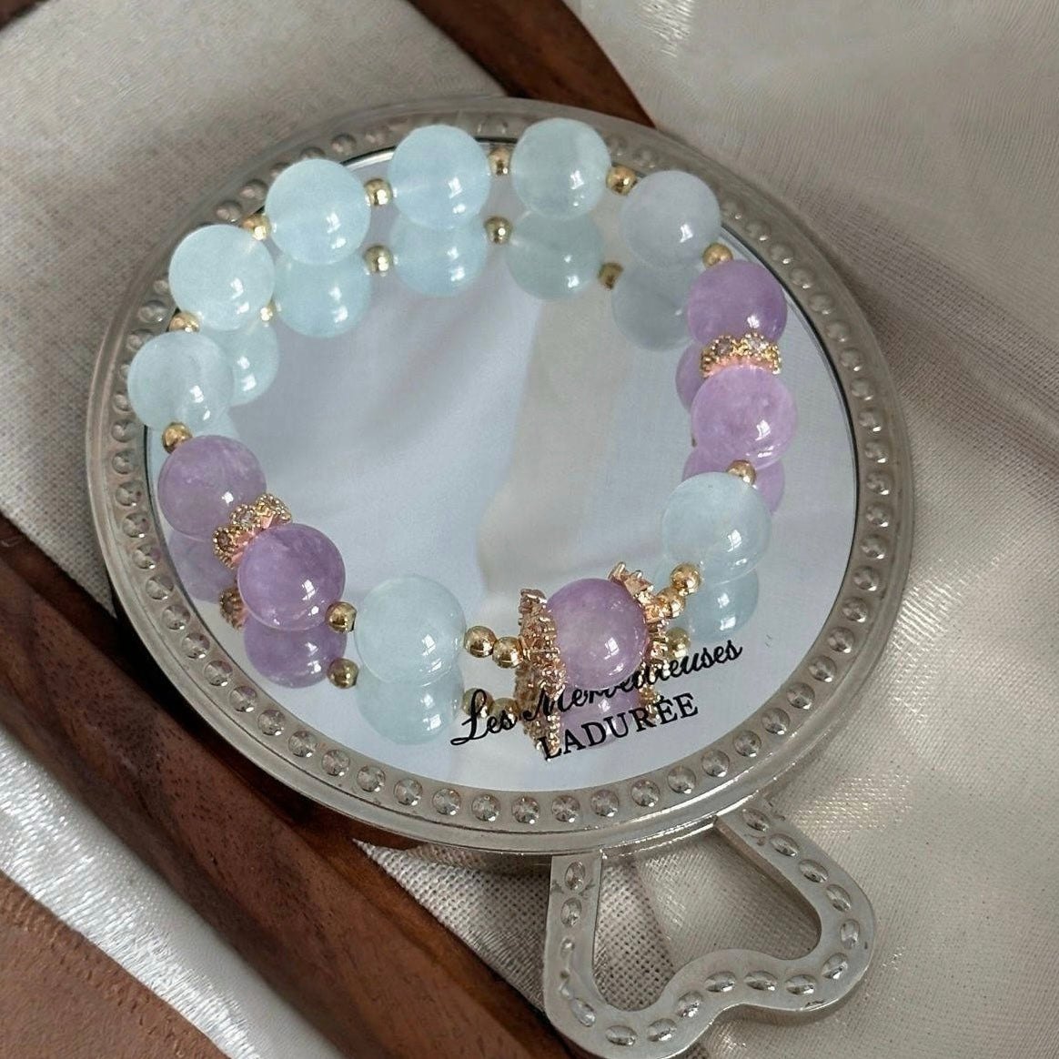 Celestial Tranquility：Aquamarine & Lavender Amethyst Crystal Bracelet