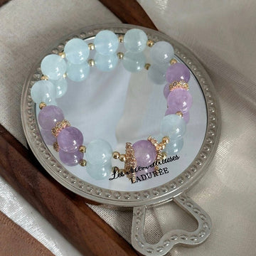Celestial Tranquility：Aquamarine & Lavender Amethyst Crystal Bracelet