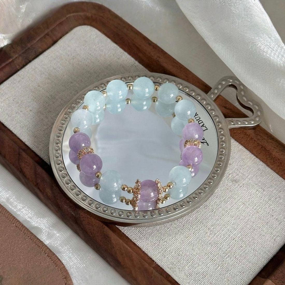 Celestial Tranquility：Aquamarine & Lavender Amethyst Crystal Bracelet