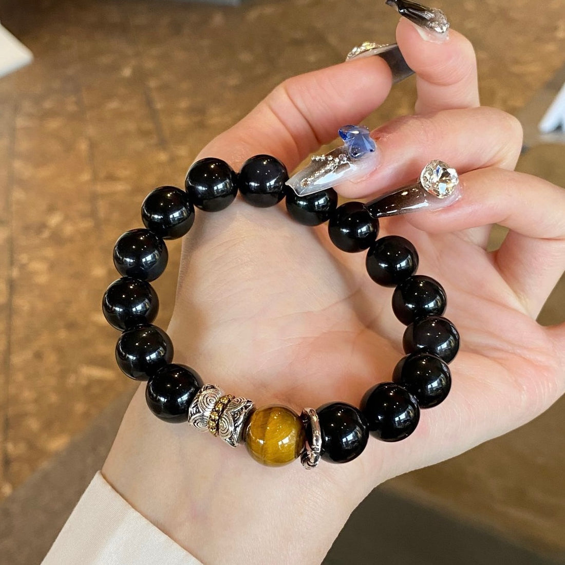 Shadow Sentinel: Obsidian Protection Crystal Bracelet