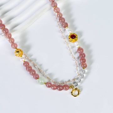 Strawberry Quartz Bracelet Necklace