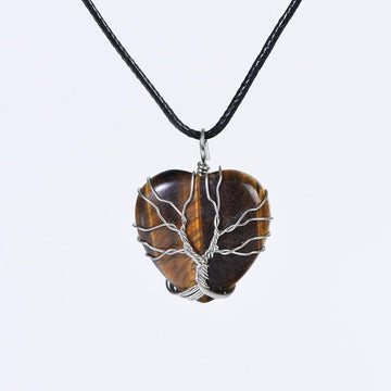Crystal Heart-shaped Tree of Life necklace