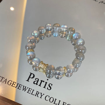 Eternal Night：Grey Moonstone Crystal Bracelet